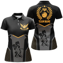 Load image into Gallery viewer, Black Bowling Jersey For Women Custom Retro Bowling Polo Shirt For Team Bowlers | Yellow NQS6673