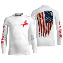 Load image into Gallery viewer, American flag patriotic horse riding Custom Name 3D All Over Printed Shirts Personalized horse shirt NQS3099