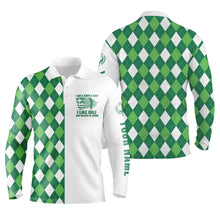Load image into Gallery viewer, Mens golf polo shirts green argyle plaid custom I&#39;m a simple man I like golf and believe in Jesus NQS5020