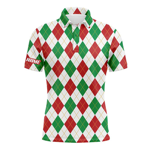 Personalized Christmas plaid Argyle Pattern Men golf polo shirts custom team golf polo shirts NQS4412