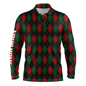 Christmas plaid argyle pattern Men golf polo shirts custom name golf gifts for men NQS4415