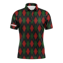 Load image into Gallery viewer, Christmas plaid argyle pattern Men golf polo shirts custom name golf gifts for men NQS4415