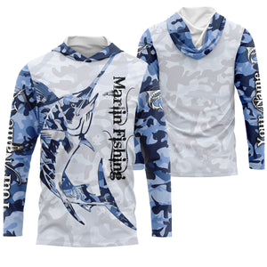 Marlin fishing Saltwater Fish blue camo UV protection customize name fishing apparel NQS1351