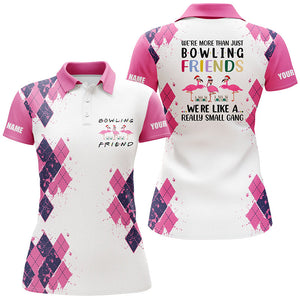 Womens bowling shirts custom name we're more than just bowling friends flamingo, bowling polo shirts NQS4424