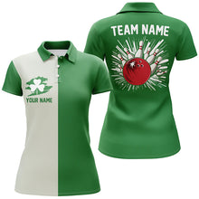 Load image into Gallery viewer, Green lucky clover retro womens bowling Polo Shirts custom St Patrick Day team bowling jerseys NQS7193