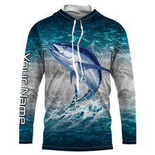 Load image into Gallery viewer, Tuna fishing blue sea water camo Custom Name performance long sleeve fishing shirts uv protection NQS3655
