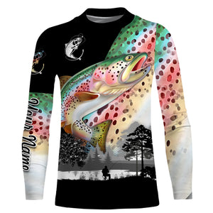 Rainbow trout fishing scales Custom name performance anti UV long sleeve fishing shirts jerseys NQS3667