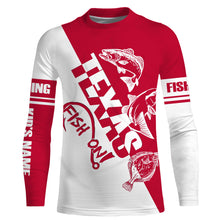 Load image into Gallery viewer, Texas slam Fishing redfish, speckled trout, flounder Customized Name UV Protection Shirts, patriotic Fishing Clothing | Red NQS2416