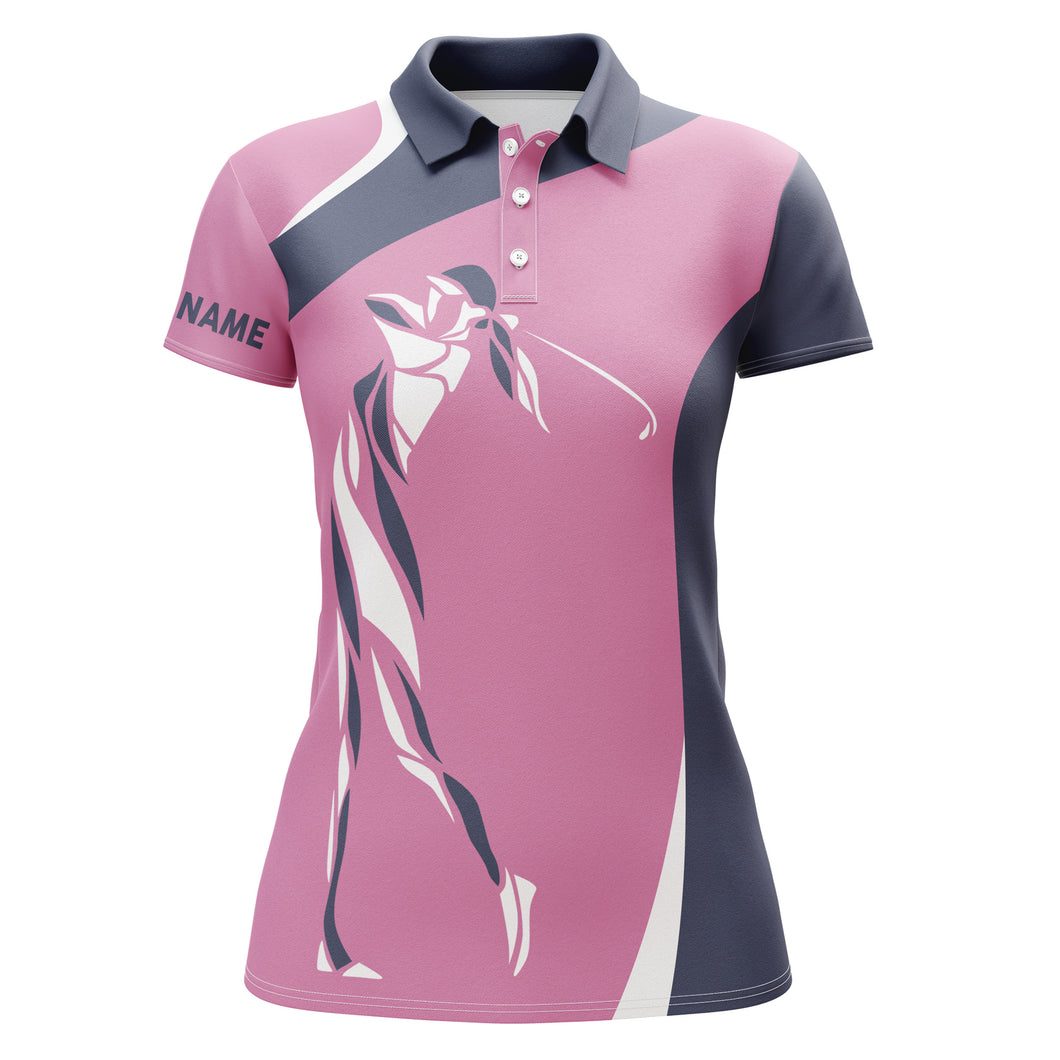 Pink Womens golf polo shirt custom name golf gifts for women, personalized unique golf gifts NQS3534
