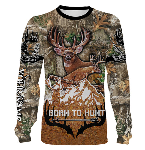 Born to Hunt Deer hunting camo hunting clothes Customize Name 3D All Over Printed Shirts Personalized Hunting gift For men, women And Kid NQS908