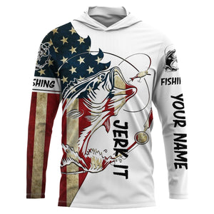 Largemouth bass Fishing American flag patriot Jerk it UV protection customize fishing apparel NQS1893