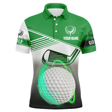 Load image into Gallery viewer, Mens golf polo shirts custom name golf ball men's golf polos, best mens golf wears | Green NQS6930