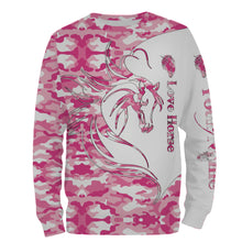 Load image into Gallery viewer, Love Horse tattoo pink camo Customize Name 3D All Over Printed Shirts Personalized gift for horse lovers NQS2434