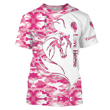 Load image into Gallery viewer, Love Horse tattoo pink camo Customize Name 3D All Over Printed Shirts Personalized gift for horse lovers NQS2434