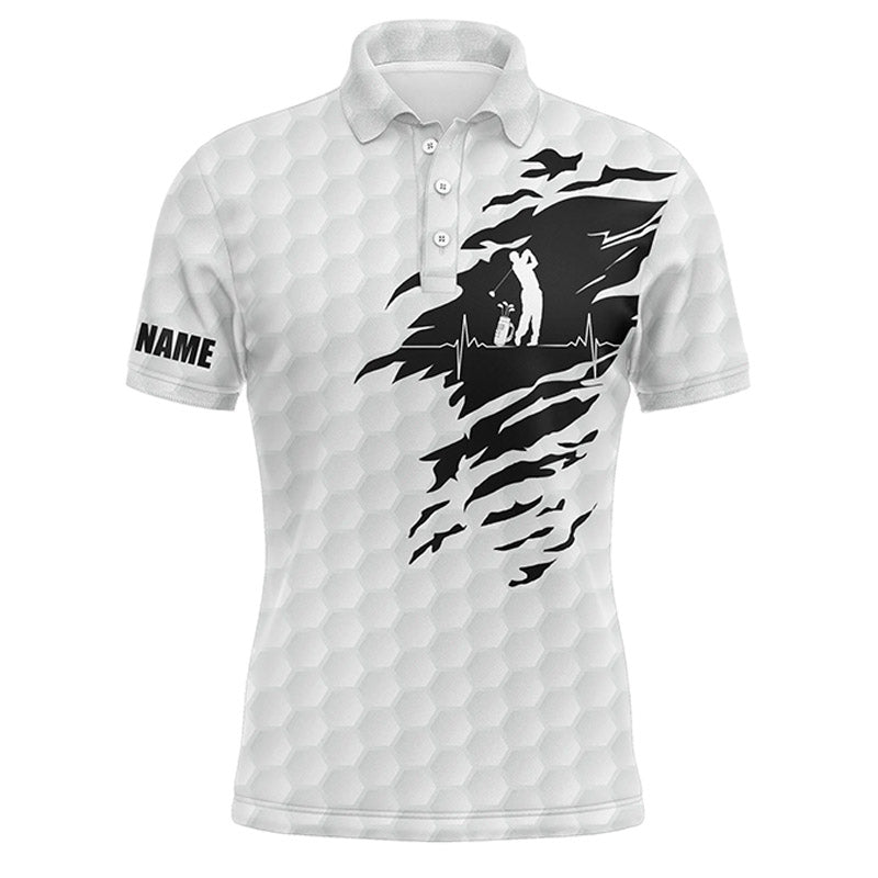 Mens golf polo shirts custom name golf ball pattern white golf shirt, gifts for golf lovers NQS4472