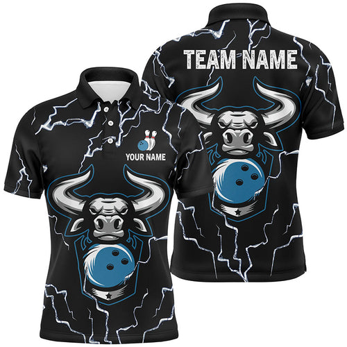 Bowling Bull Thunder Lightning Black Bowling polo shirts for men custom Bowling Team League Jersey NQS6498