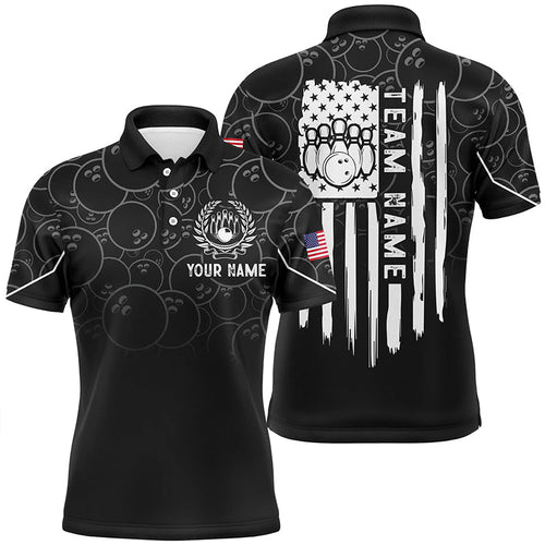 Black bowling camo Mens polo bowling shirts Custom American flag patriotic bowling team league jerseys NQS6760