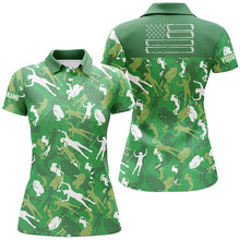 Load image into Gallery viewer, Women golf polo shirts custom green camo American flag cool ladies golf shirt NQS6953