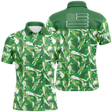 Load image into Gallery viewer, Mens golf polo shirts custom green camo American flag cool men&#39;s golf shirt NQS6953