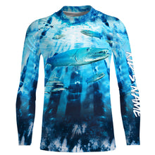 Load image into Gallery viewer, Great Barracuda Fishing blue tie dye Custom name fishing shirts for men, custom fishing apparel NQS3138