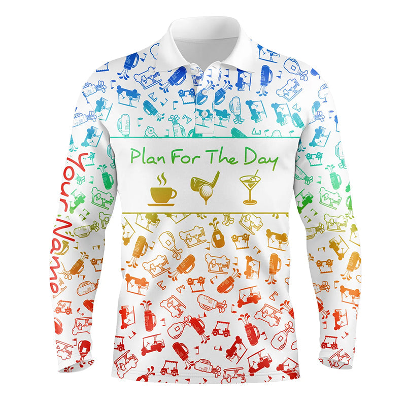 Rainbow gradient golf pattern Men golf polo shirt custom coffee golf cocktail polo shirts for men NQS6786
