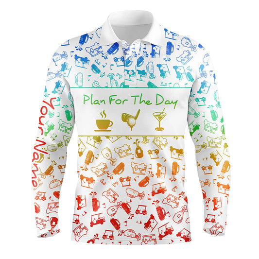 Rainbow gradient golf pattern Men golf polo shirt custom coffee golf cocktail polo shirts for men NQS6786