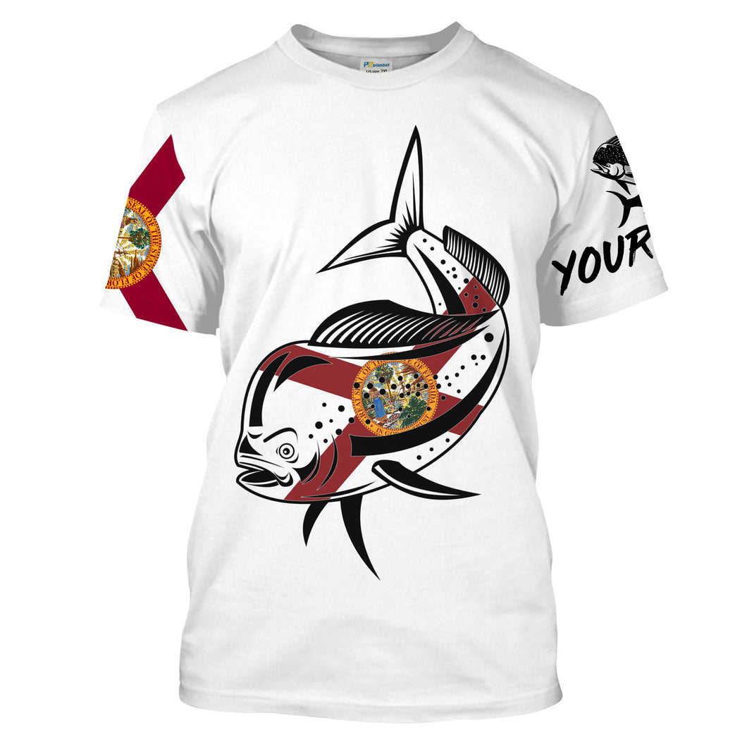 Mahi mahi Fishing Florida Flag patriotic Customize long sleeves fishing shirts NQS2247