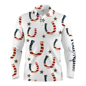 American flag patriotic horse tattoo Custom name Equestrian Horse Riding Casual horse Polo Shirt, gift for horse lovers NQS2282
