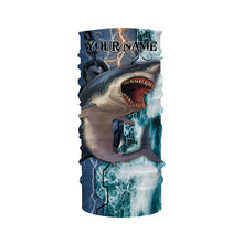 Load image into Gallery viewer, Shark Fishing ocean blue camo fishing Customize Name UV protection UPF 30+ long sleeves fishing shirts NQS2020