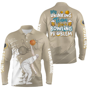 Vintage Mens polo bowling shirts Custom My drinking team has a bowling problem team league jerseys NQS7017