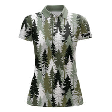 Load image into Gallery viewer, Womens golf polo shirt custom Christmas pine trees winter camouflage pattern golf shirt for women NQS6662