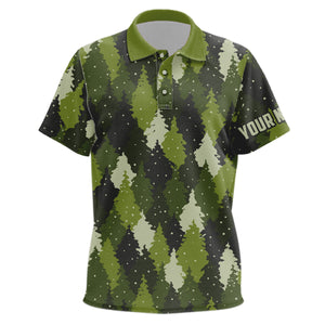 Kid golf polo shirts custom green trees camouflage Christmas golf shirt for Kid, unique golf gifts NQS6663