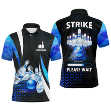 Load image into Gallery viewer, Funny Mens polo bowling shirt Custom Strike loading please wait team bowling jerseys | Blue NQS6675