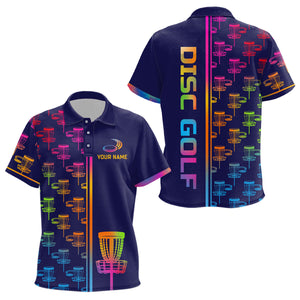 Kid golf polos shirt colorful gradient disc golf basket custom disc golf jerseys NQS7205