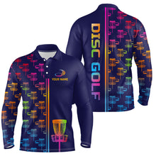 Load image into Gallery viewer, Mens golf polo shirts colorful gradient disc golf basket custom disc golf jerseys NQS7205