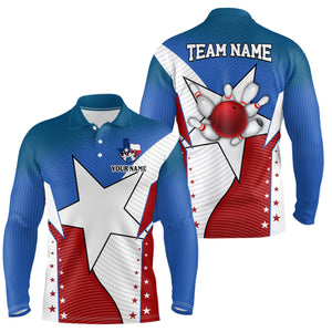 Texas flag retro bowling polo shirts for men custom team shirts bowling jerseys, gifts for bowlers NQS6934