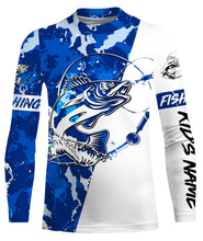Load image into Gallery viewer, Walleye Fishing blue sea camouflage custom Name UV Protection Shirts, Walleye Fishing Jerseys FSD3172