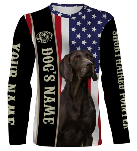 German Shorthaired Pointer American flag custom Name Full printing shirts, GSP Patriotic gifts FSD3256