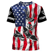 Load image into Gallery viewer, American Flag Deer Hunting Antler 3D Patriotic Custom Name All Over Printed Shirts - Personalized Deer Hunting, Shed Hunting Gift FSD2593