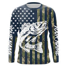 Load image into Gallery viewer, Walleye Fishing American Flag Camo custom performance fishing shirt for Men, Women, Youth/Kids FSD3552