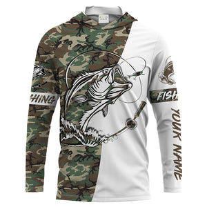 Bass Fishing American Camo Custom Name All Over Print Sun/UV Protection Shirts For Fisherman Personalized Fishing Gifts FSD2041