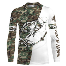 Load image into Gallery viewer, Bass Fishing American Camo Custom Name All Over Print Sun/UV Protection Shirts For Fisherman Personalized Fishing Gifts FSD2041