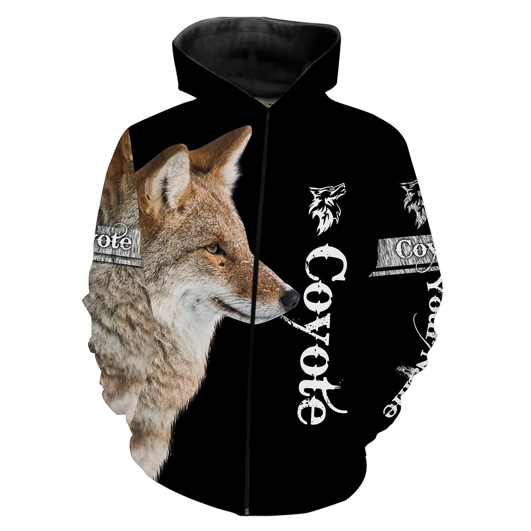 Coyote Hunting Predator Hunter Customize Name 3D Full Printing Shirts Personalized Hunting Gifts for Adult and Kid FSD2073