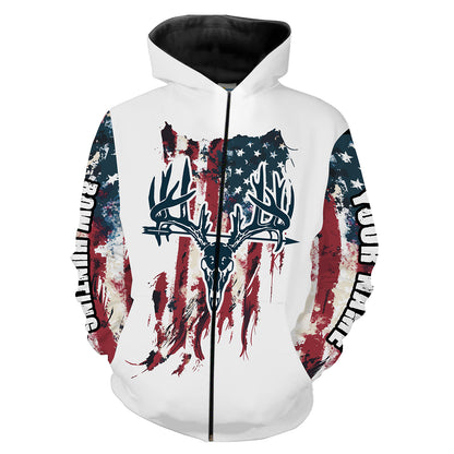 Bow Hunting Archery Deer Skull American flag custom Name Shirts - Patriotic Deer Bowhunting gifts FSD2395