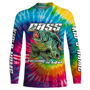 Personalized Bass Fishing Tie Dye 3D All over print Shirt, Personalized Fishing Clothes UPF30+ FSD3105