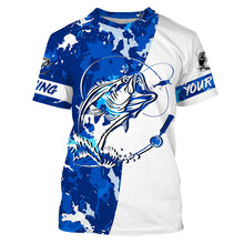 Load image into Gallery viewer, Bass Fishing blue sea camouflage custom Name UV Protection Shirts, Bass Fishing Jerseys FSD3211