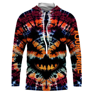 Custom Tie Dye Halloween Shirts Pumpkin 3D All Over Printed Mens Womens Tie Dye Halloween Shirts FSD3415