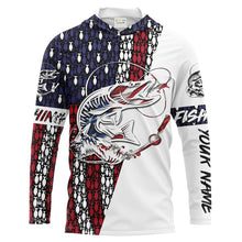 Load image into Gallery viewer, Musky Fishing Patriotic American flag UV protection Shirts for Fisherman - Personalized gifts on Christmas, Fathers day FSD2160