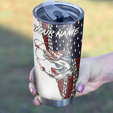 Load image into Gallery viewer, 1pc American Flag Walleye Fishing Custom Name Stainless Steel Fishing Tumbler Cup - Patriotic Gifts Fishing Gifts for Fisherman FSD2192