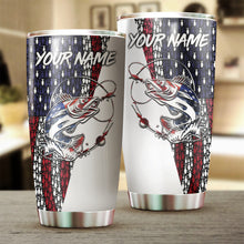 Load image into Gallery viewer, 1pc American Flag Walleye Fishing Custom Name Stainless Steel Fishing Tumbler Cup - Patriotic Gifts Fishing Gifts for Fisherman FSD2192